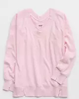 Aerie Downtime Textured V-Neck Sweatshirt | Aerie