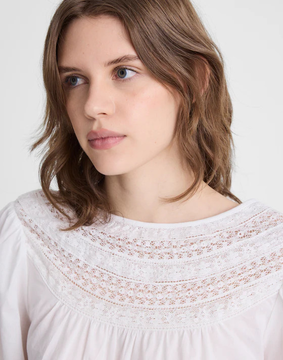 Lace-Insert High-Neck Top | Madewell