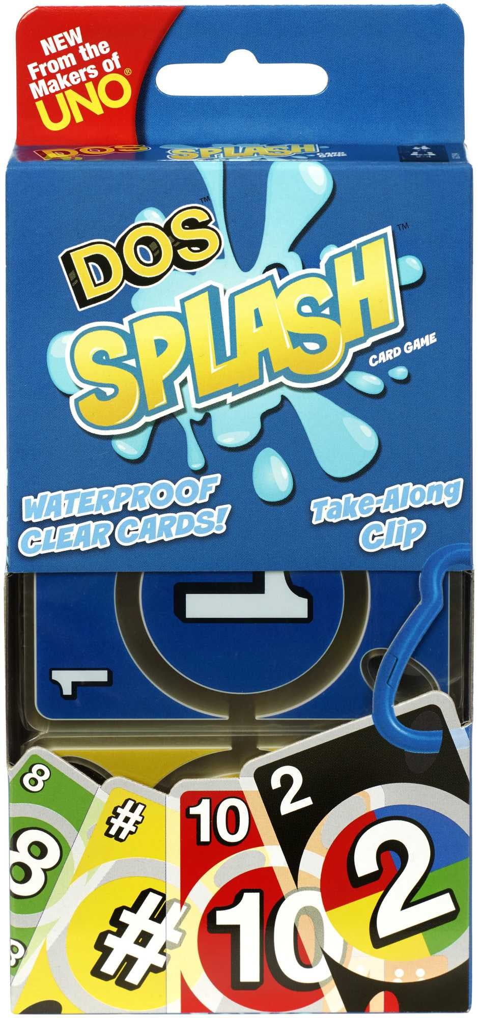 UNO DOS Splash Card Game for Outdoor Camping, Travel and Family Night with Water-Resistant Cards ... | Walmart (US)