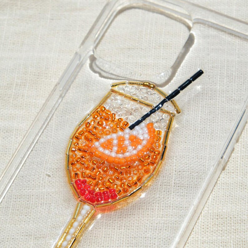 Aperol Spritz Beaded Summer Phone Case, Cocktail Beaded Resin Phone Case for iPhone 16, 16 Pro, 1... | Etsy (US)