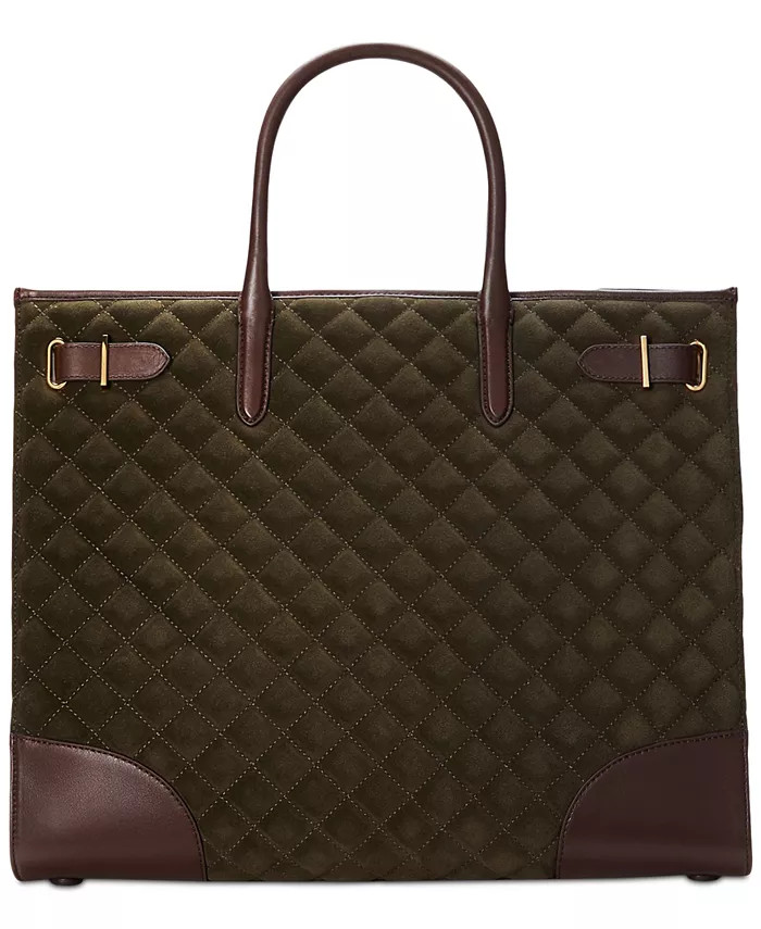 Lauren Ralph Lauren Quilted Suede Devyn Tote Bag - Macy's | Macy's