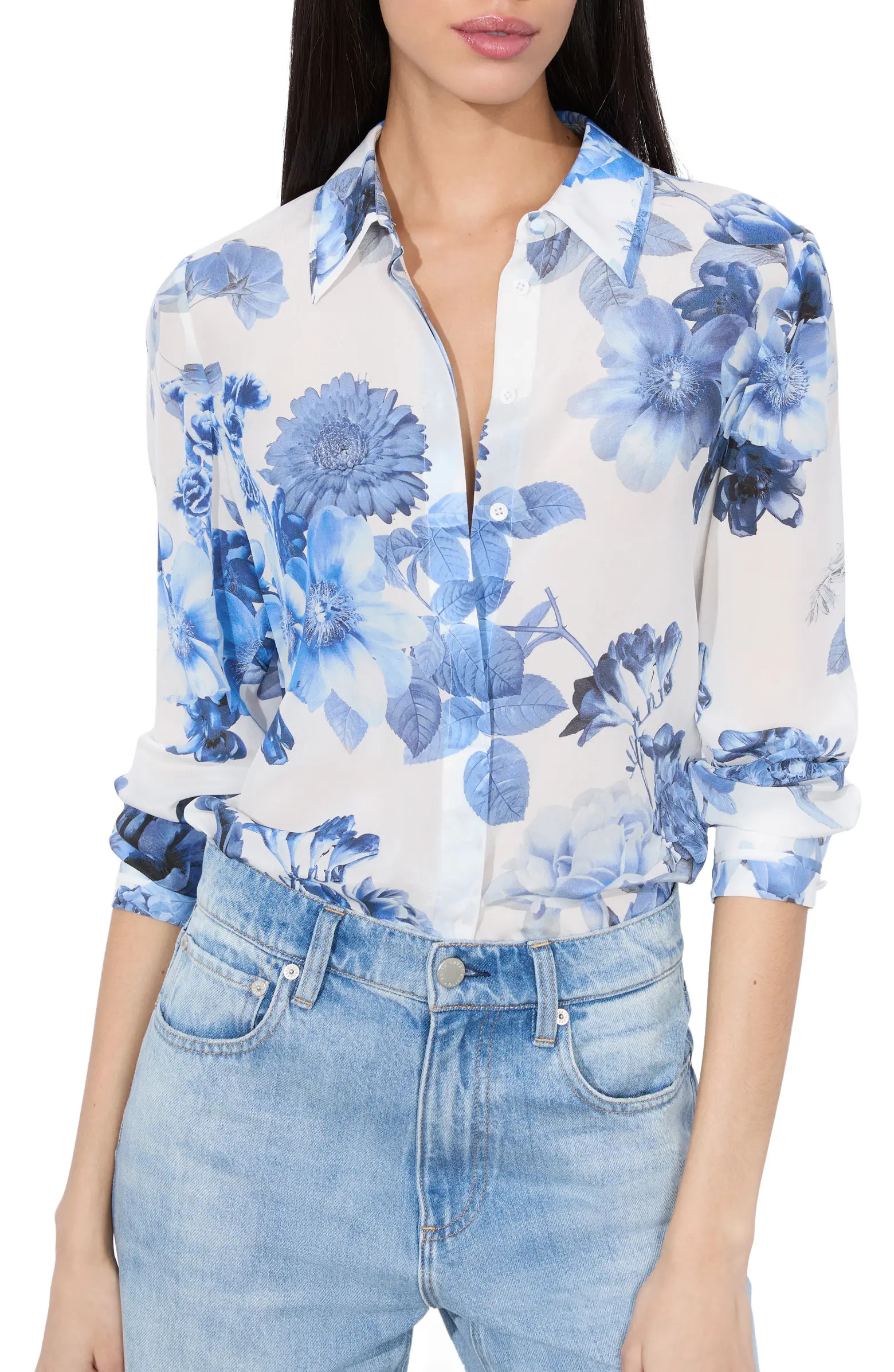 Willa Floral Silk Button-Up Shirt | Nordstrom