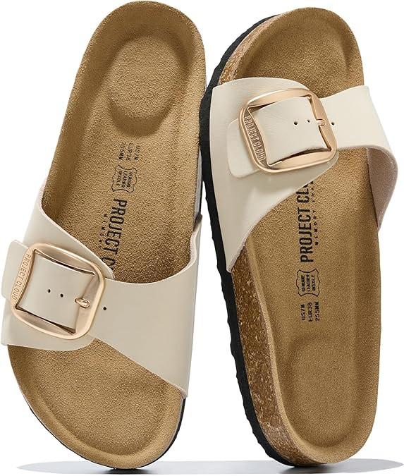 Project Cloud 100% Genuine Leather Sandals Women Comfortable Womens Slides | Slides for Women Bea... | Amazon (US)
