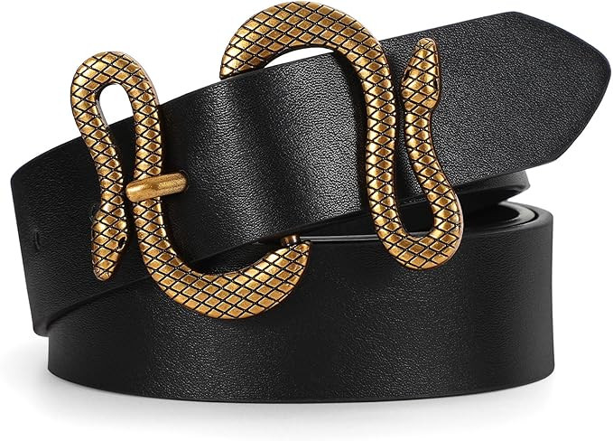 CESCOSI Women Leather Belt with Snake Buckle Fashion Women Belt for Jeans Pants Dresses | Amazon (US)