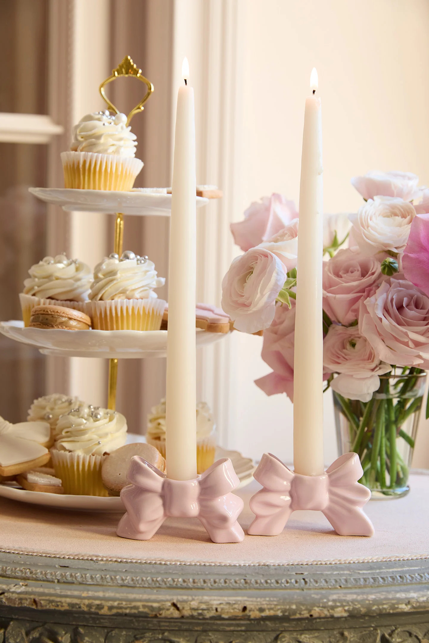 Porcelain Bow Candlestick Holder - Set Of 2 | LoveShackFancy