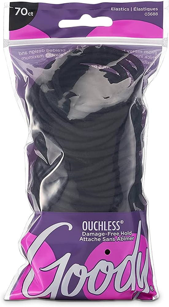 Goody Ouchless Women's Elastic Hair Ties - 70 Count, Black - 4MM for Medium Hair - Long-Lasting B... | Amazon (US)