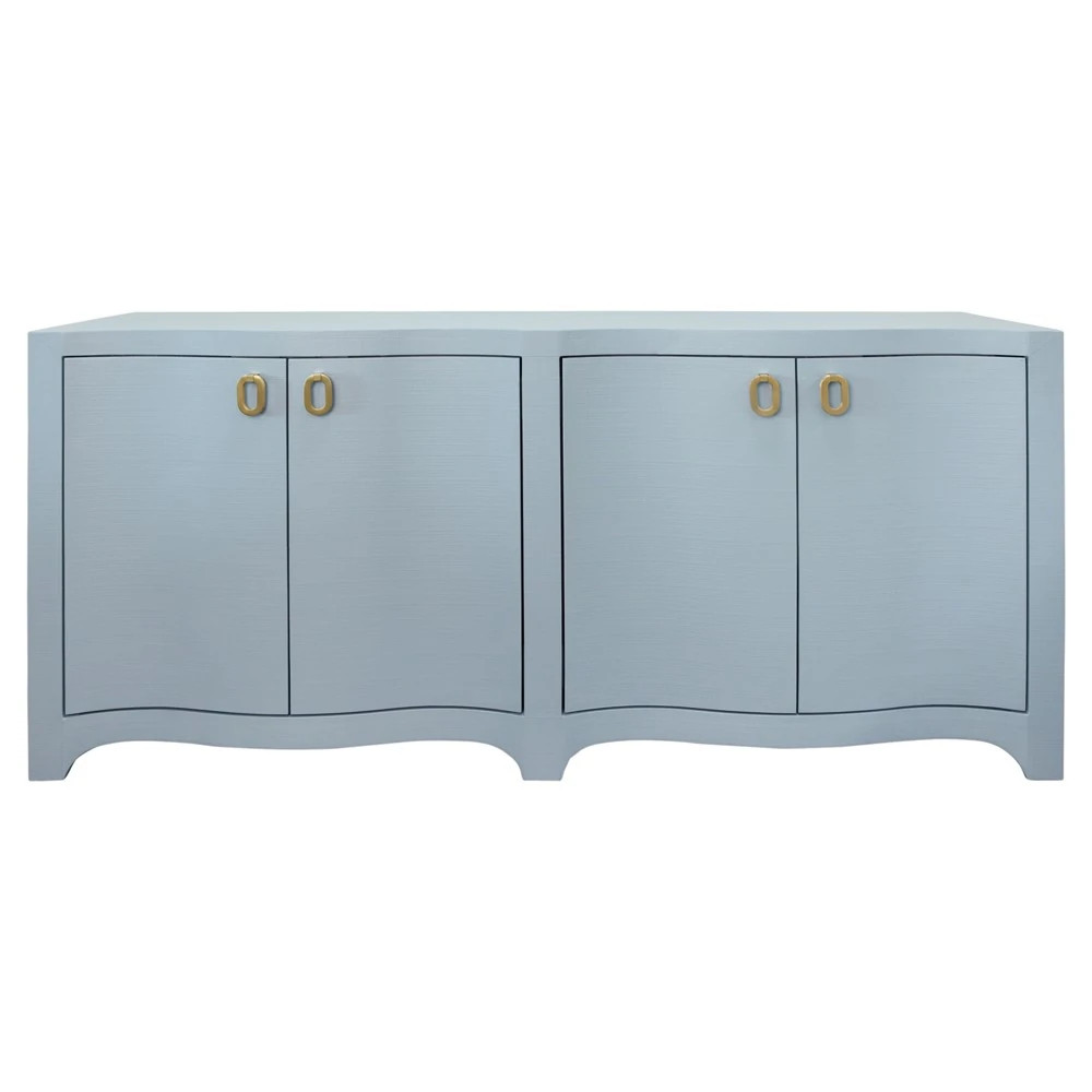 Worlds Away Miffy Modern Classic Light Blue Textured Linen Wood Sideboard | Kathy Kuo Home