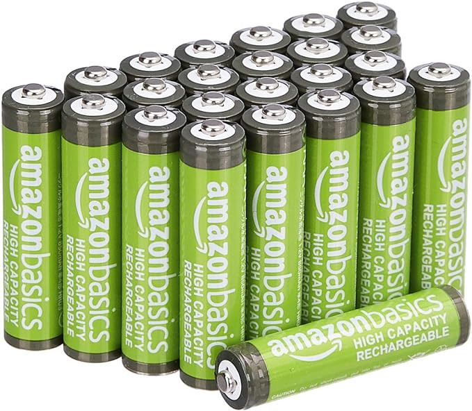 Amazon Basics 24-Pack Rechargeable AAA NiMH High-Capacity Batteries, 850 mAh, 1.2V, Recharge up t... | Amazon (US)
