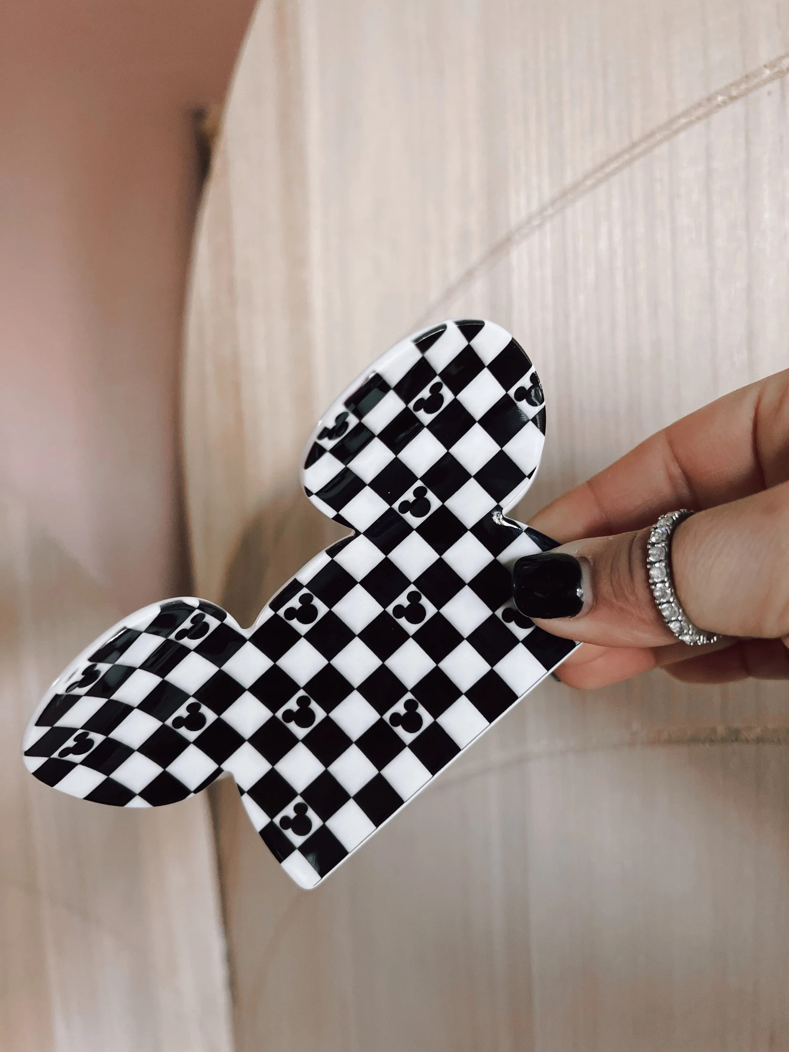 Checkered mouse shaped inspired claw clip  | mickey | park essentials | hair accessories | pearl ... | Etsy (US)
