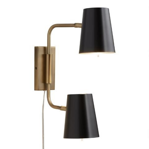 Black and Gold 2 Light Adjustable Jackson Wall Sconce | World Market