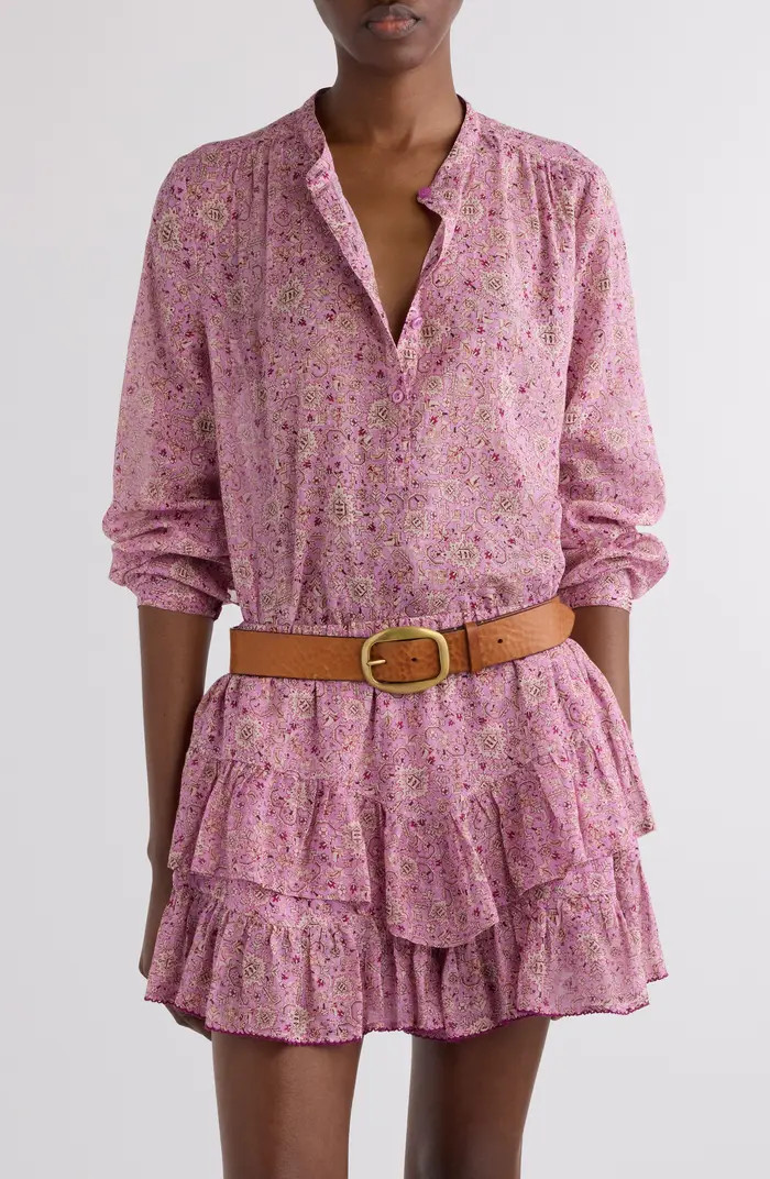 Maria Floral Cotton Henley Shirt | Nordstrom