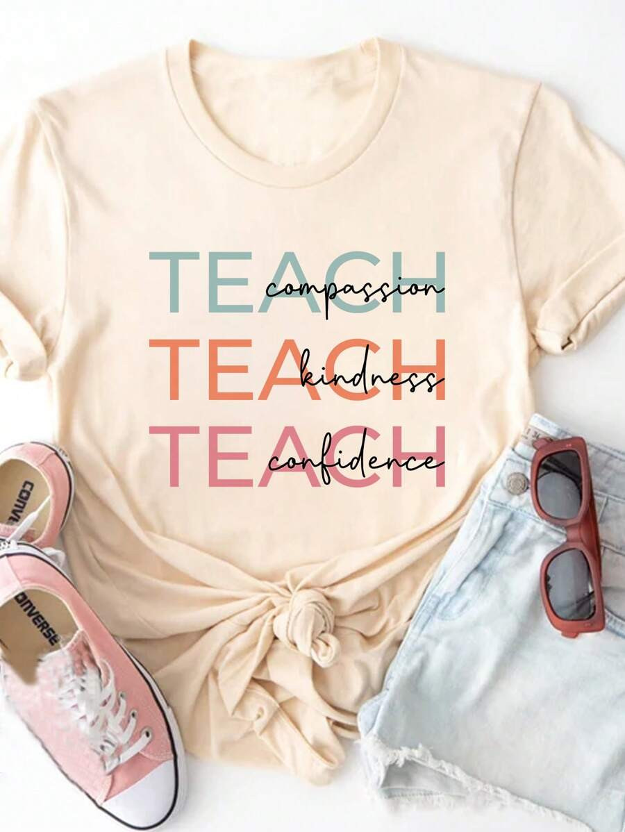 INAWLY Interesting Grammar Teacher Contrast Color Vintage Women Graphic T-Shirt Graphic Tees Wome... | SHEIN