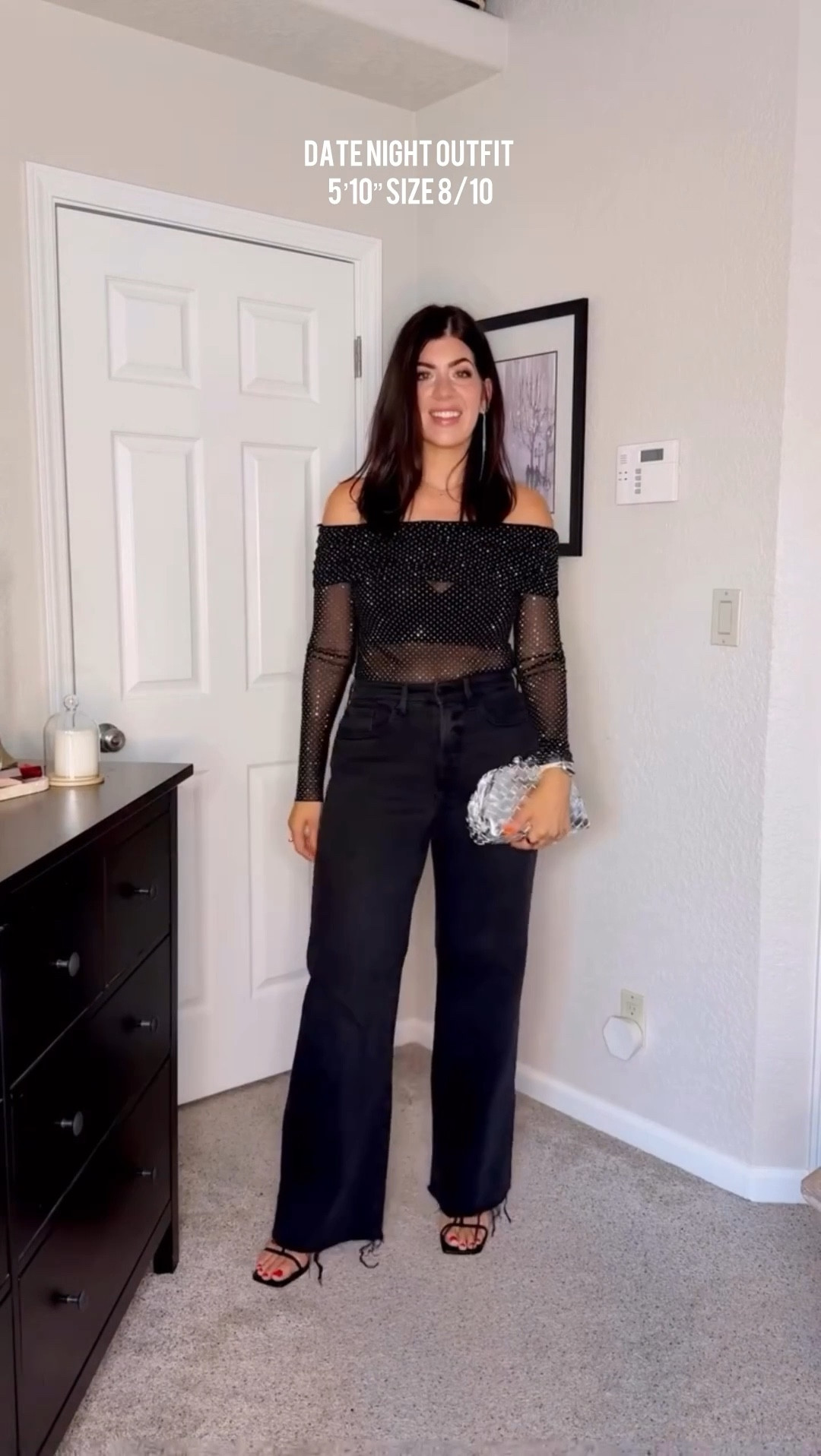 Easy rinse and repeat date night girls night out look Medium off the shoulder mesh top 29 curvy tall jeans - but they run really long so I cut the bottoms 

Date night, ootd, gram, winter date, GNO, easy outfit, chic, midsize style, trending winter, 

#LTKgrwm #LTKMidsize #LTKOver40
