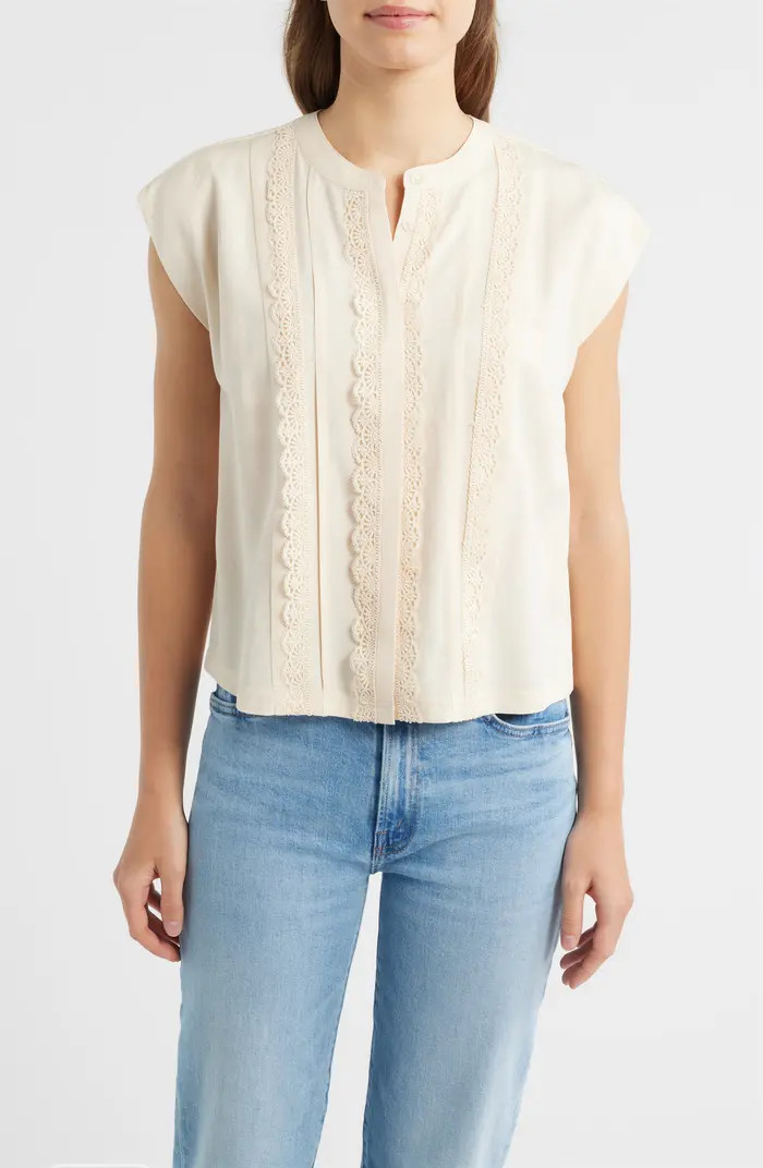Embellished Cap Sleeve Button-Up Shirt | Nordstrom