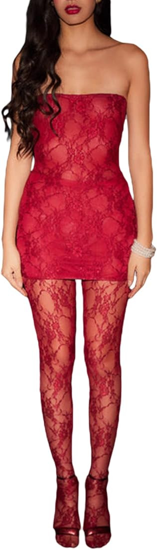 NIKDUCK Women Sexy Lace See Through Jumpsuits Sling Sleeveless Party Jumpsuit Backless Tie-Up Wid... | Amazon (US)
