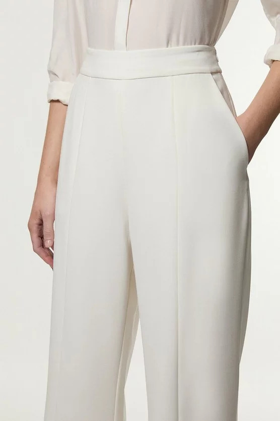 Compact Stretch Tailored Straight Leg Trouser | Karen Millen UK + IE + DE + NL