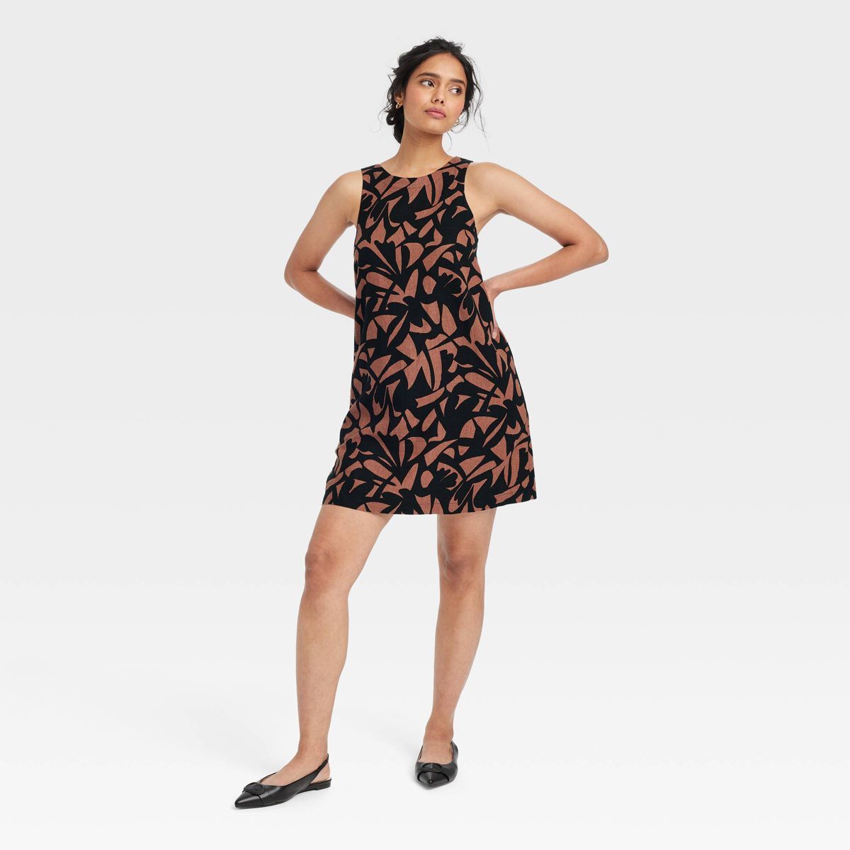 Women's Linen Mini Shift Dress - A New Day™ White Striped XS | Target