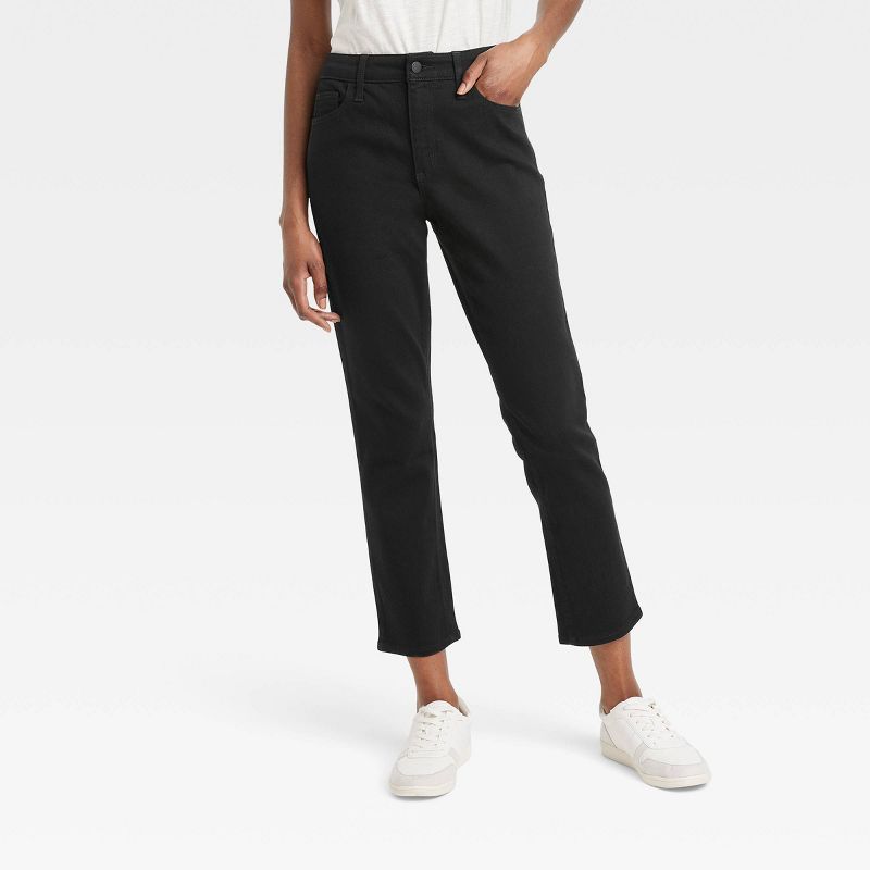 Women&#39;s High-Rise Slim Straight Jeans - Universal Thread&#8482; Black 00 Short | Target
