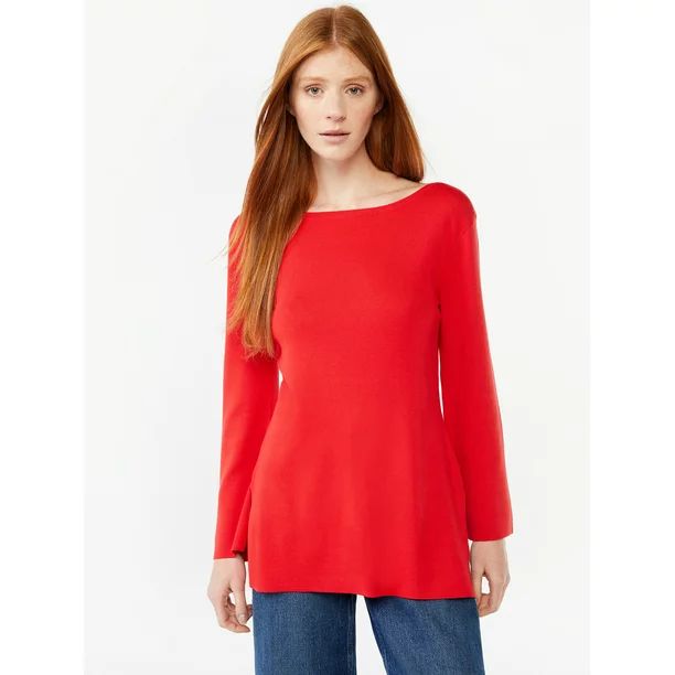 Free Assembly Women's Boatneck Tunic Sweater, Midweight - Walmart.com | Walmart (US)