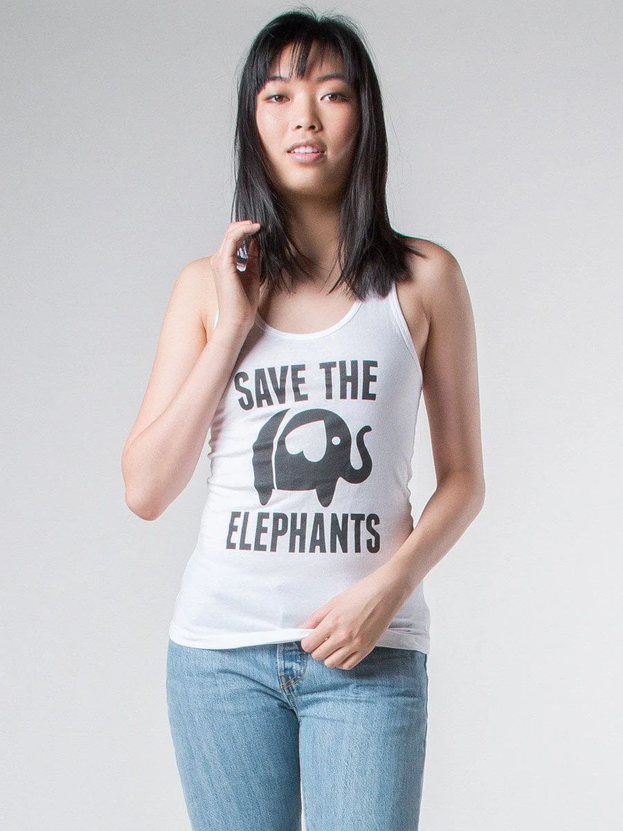 Save the Elephants White Tank Top | The Elephant Pants