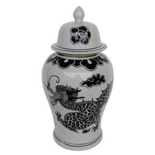 A & B Home Dorete White, Black Ginger Jar 2061 - The Home Depot | The Home Depot