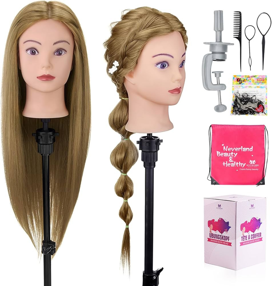 28" Mannequin Head Human Hair, 80% Real Hair Mannequin Head, Cosmetology Manikin Doll Head for Ha... | Amazon (US)