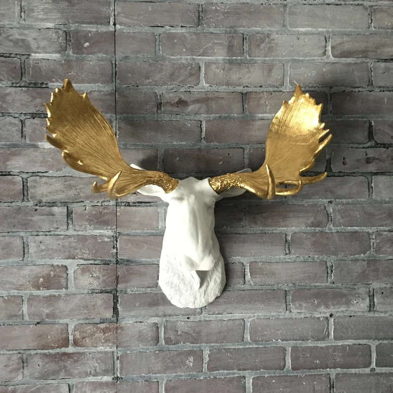 ANY COLOR Faux Moose Head // Animal Wall Mount // Faux Taxidermy // Man Cave // Elk Antler // Wil... | Etsy (US)