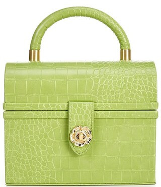 x Amanda Jones Vaughan Brigitte Box Crocodile Embossed Top Handle Satchel Bag | Dillard's