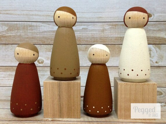 The Nature Girls Peg Doll Set  Hickory Almond Chestnut and - Etsy | Etsy (US)