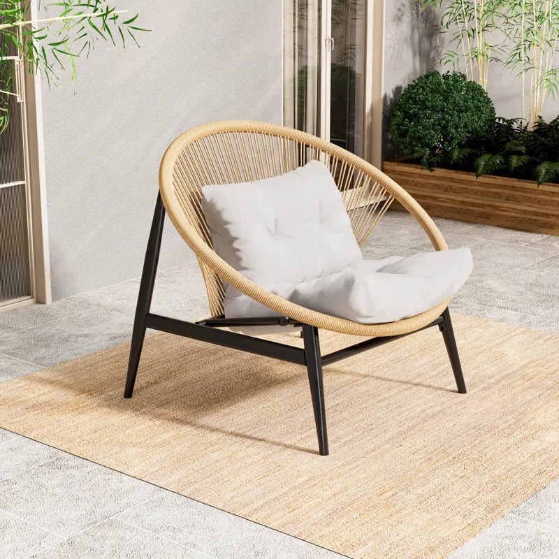 Camadine Steel Premium All-Weather Wicker Outdoor Lounge Chair | Joss & Main