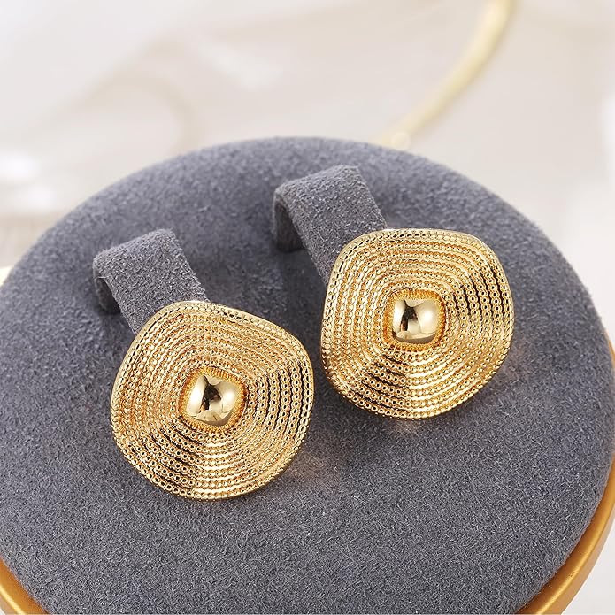 Chunky Gold Large Stud Earrings for Women Round Disc Stud Earrings Irregular Texture Earrings Tre... | Amazon (US)