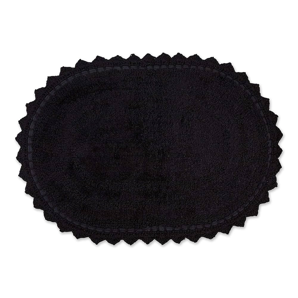 DII Crochet Collection Reversible Bath Mat, Small Oval, 17x24, Black | Amazon (US)