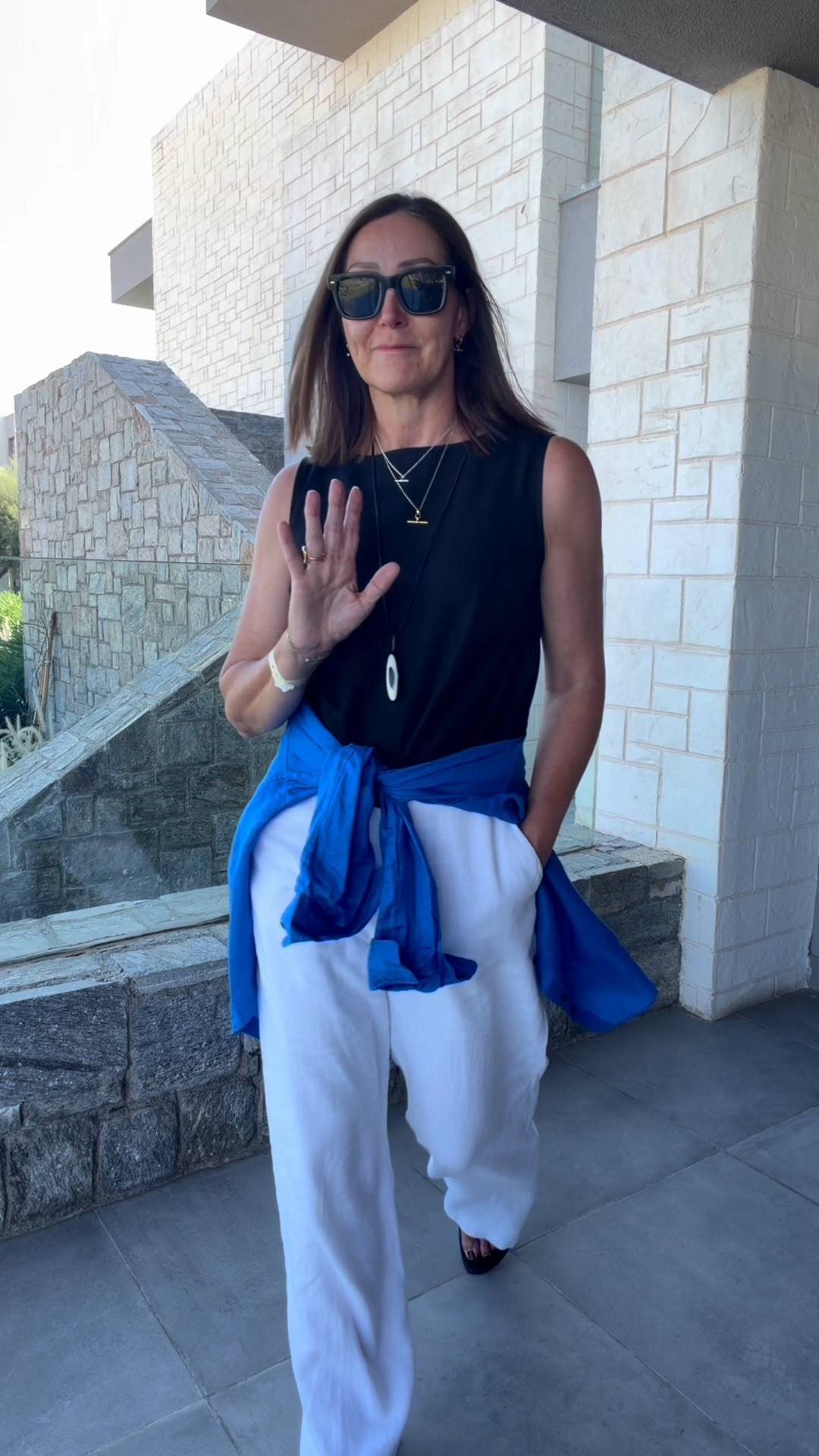Pops of colour to add interest to a simple monochrome summer look.

This shirt is 100% super soft linen and comes in 15 beautiful shades. The simple linen blend top has become a most worn item of mine this summer and these sandals give it just the right amount of relaxed edge.

#LTKsummer #LTKstyletip #LTKover50style