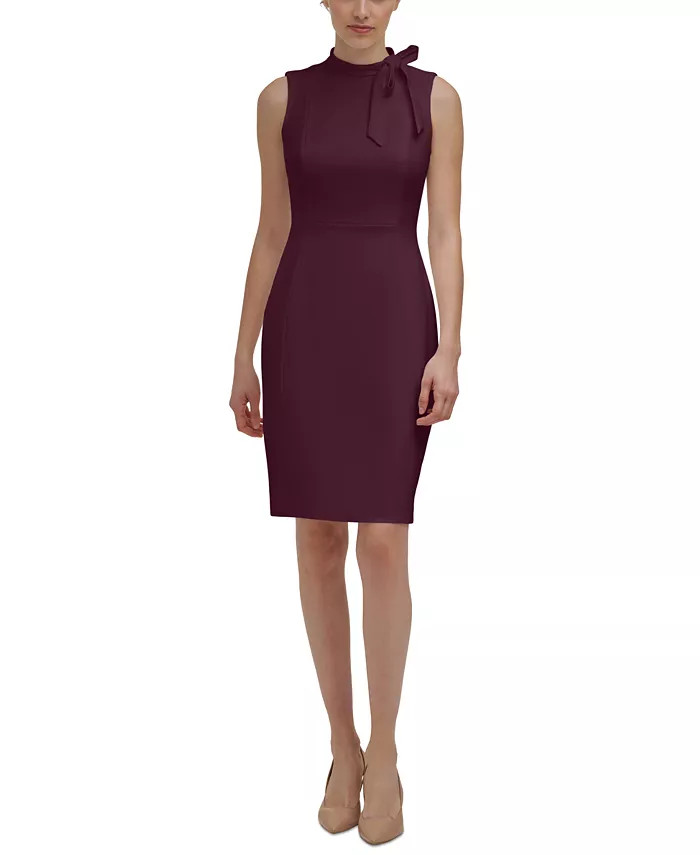 Calvin Klein Petite Bow-Neck Sheath Dress & Reviews - Dresses - Petites - Macy's | Macys (US)