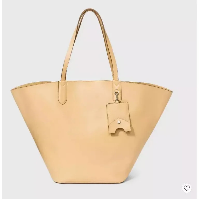 A New Day Oversized Fan Tote Handbag Wheat - Walmart.com | Walmart (US)