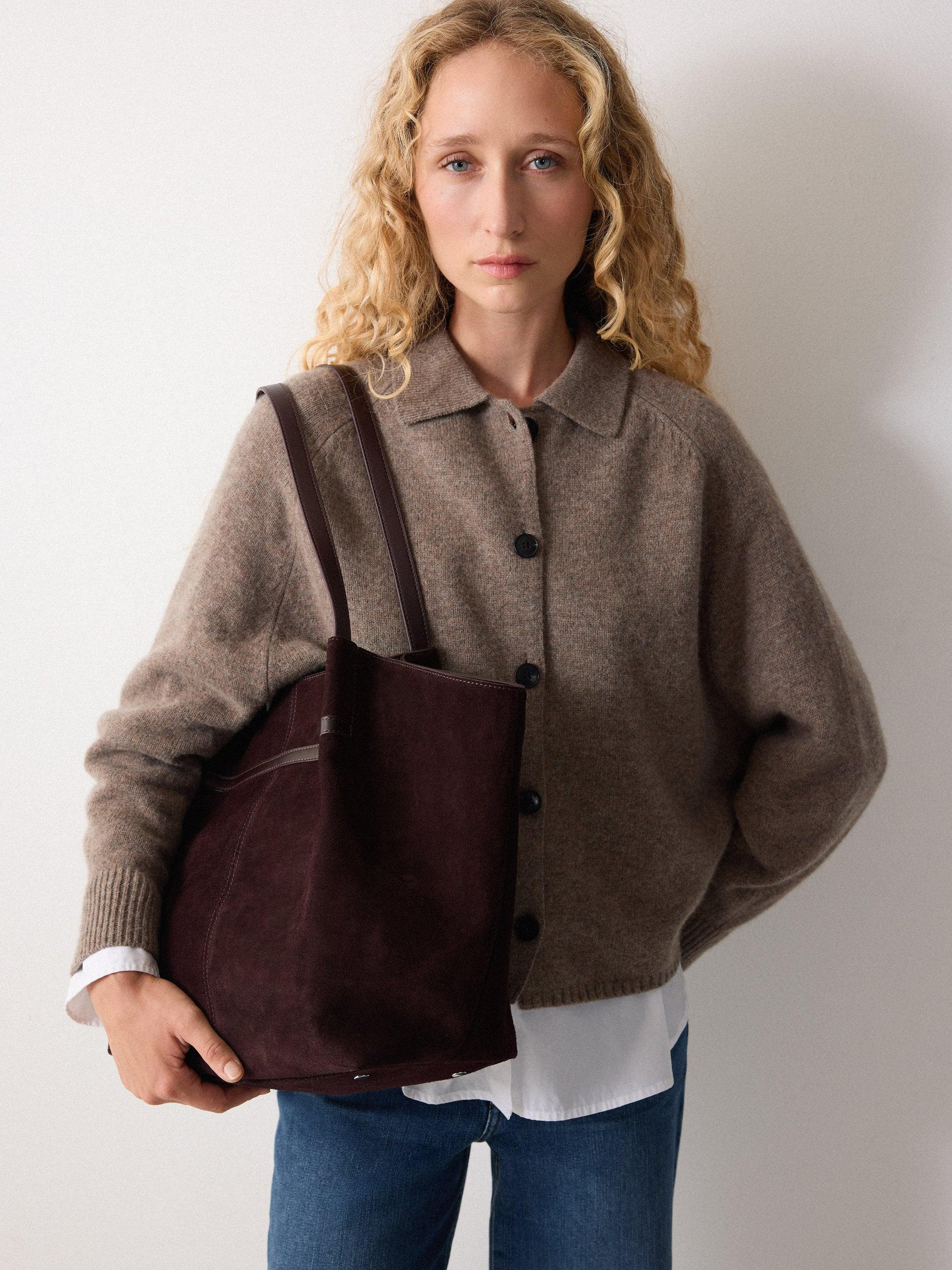 Shopper Suede Tote Bag | Oxblood | Jigsaw (UK)