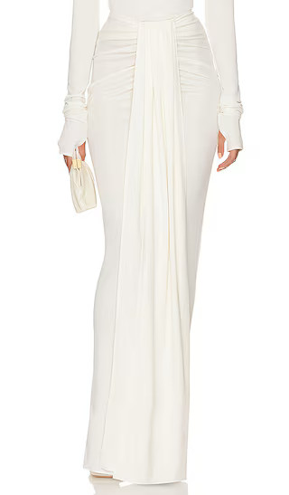 Matte Jersey Long Wrap Skirt in Ivory | Revolve Clothing (Global)