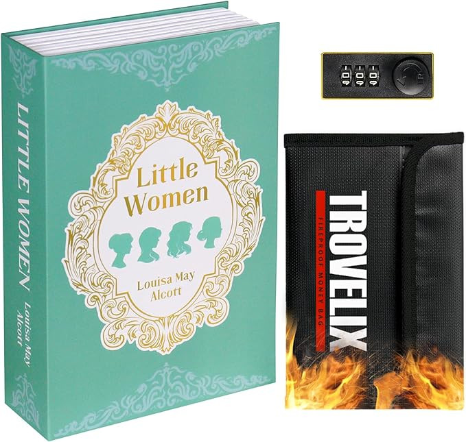 Book Safe with Combination Lock, Hidden Safe (9.5 x 6.2 x 2.2 Inch) with Fireproof Bag, Secret Di... | Amazon (US)