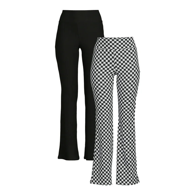 No Boundaries Junior's High-Rise Flare Pants, 2-Pack | Walmart (US)