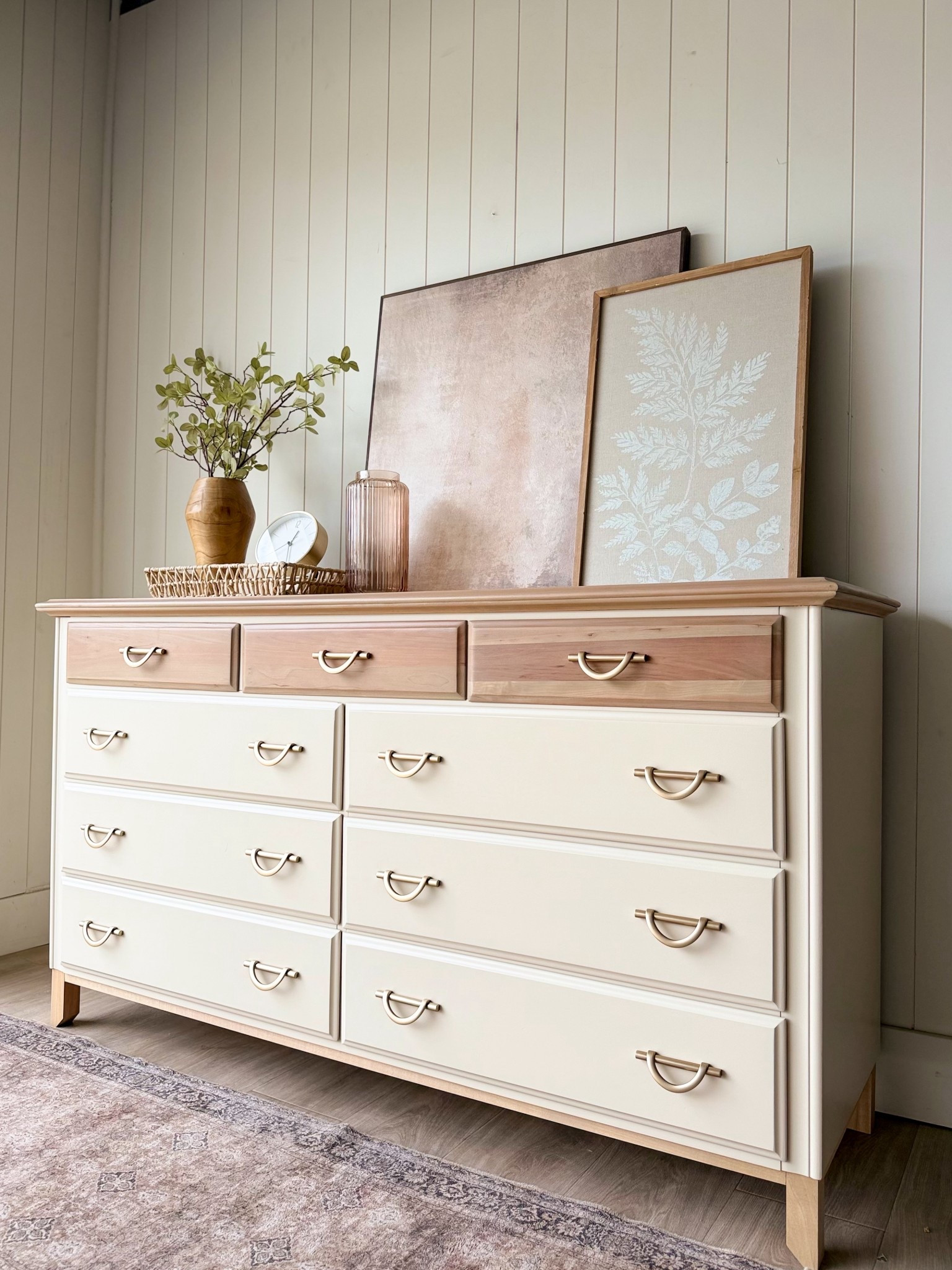 Dated cherry dresser makeover 