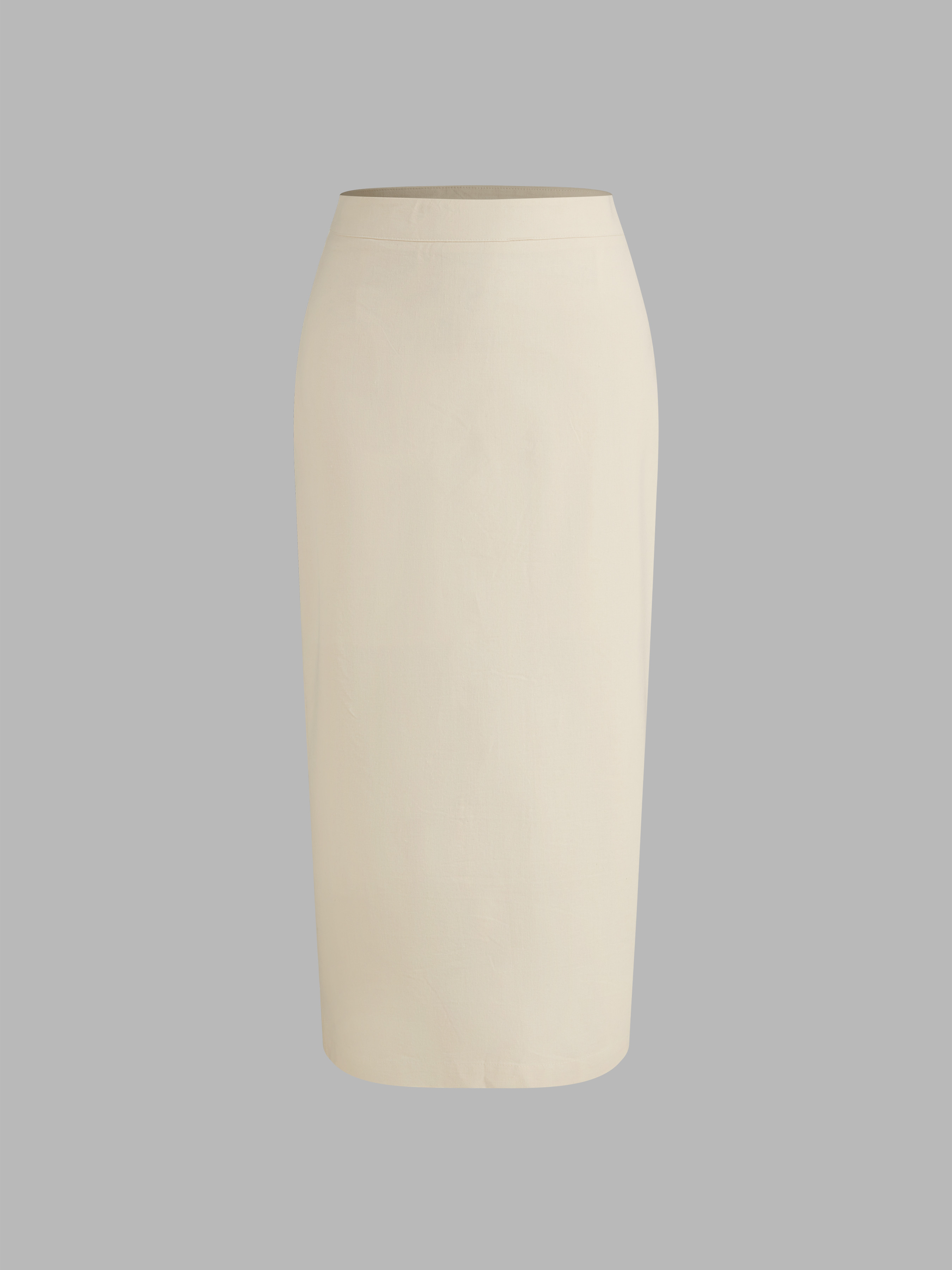 Linen-blend Linen-blend Mid Rise Solid Zipper Maxi Skirt For Work | Cider