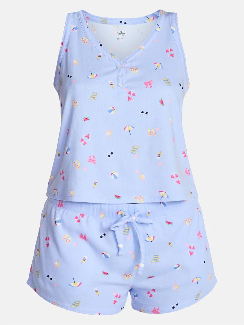 Way to Celebrate Women's Pointelle Pajama Set, 2-Piece, Sizes XS-3X | Walmart (US)