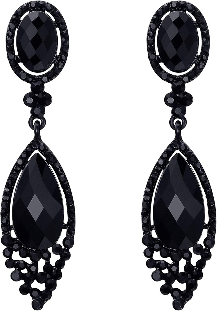 BriLove Women's Wedding Bridal Infinity Figure 8 Crystal Teardrop Chandelier Dangle Clip-On Earri... | Amazon (US)