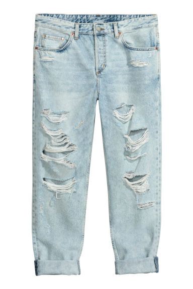 H & M - Boyfriend Low Ripped Jeans - Blue | H&M (US)