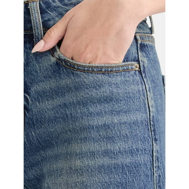 Time and Tru Women's High Rise Barrel Jeans, 26.5" Inseam, Sizes 0-22 | Walmart (US)