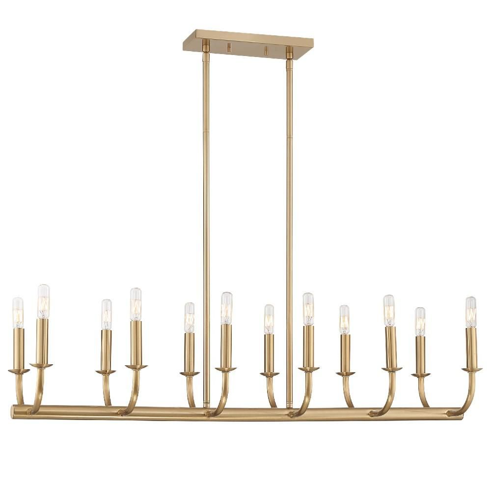 Crystorama Bailey 12-Light Aged Brass Linear Chandelier | The Home Depot