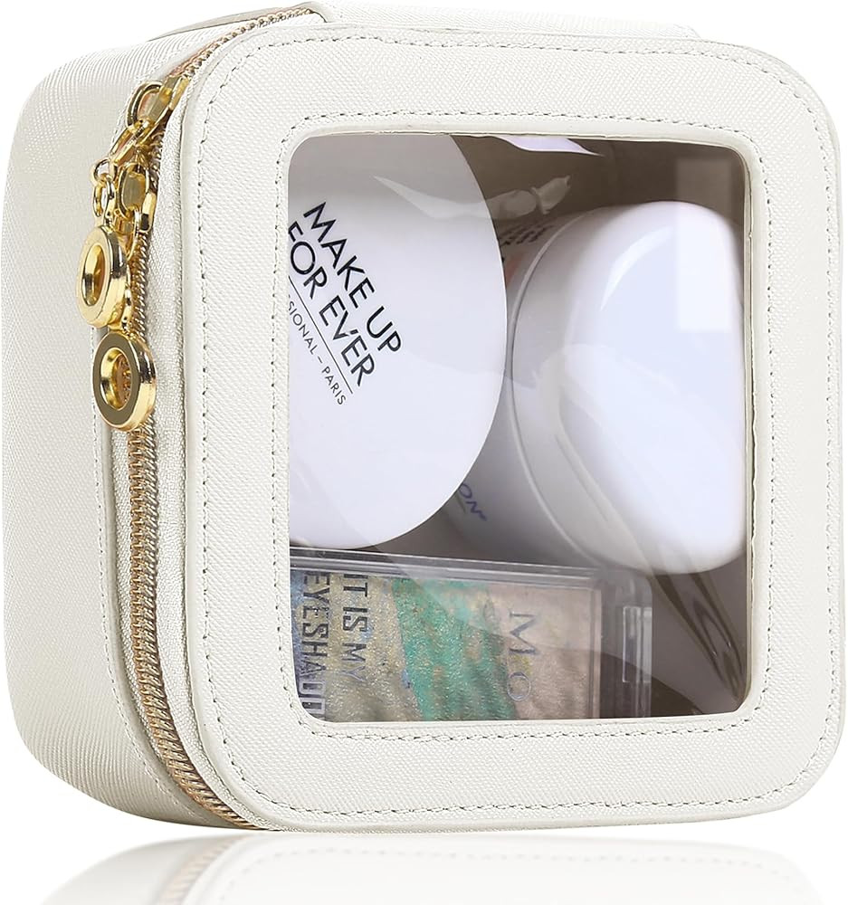 Small Clear Makeup Bag for Purse, Cute Mini Clear Cosmetic Bag Case Organizer, TSA Approved Squar... | Amazon (US)