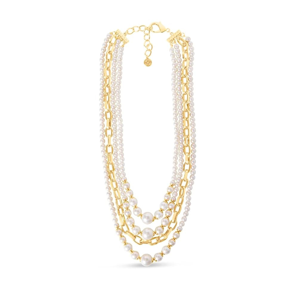Martha Stewart Four Strand Pearl and Chain Necklace In Gold, Long, For Women | Amazon (US)