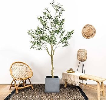 Nafresh Tall Faux Olive Tree，7ft（84in） Realistic Potted Silk Artificial Indoor with Green L... | Amazon (US)