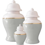 Light Gray Color Block Ginger Jar with Gold Accent | Lo Home by Lauren Haskell Designs